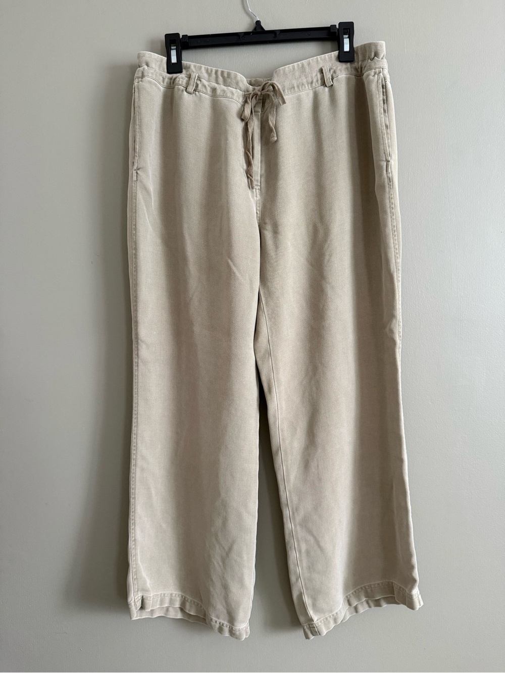 So Be It Sigrid Olsen 100% Silk Wide Leg Pants Beige Large